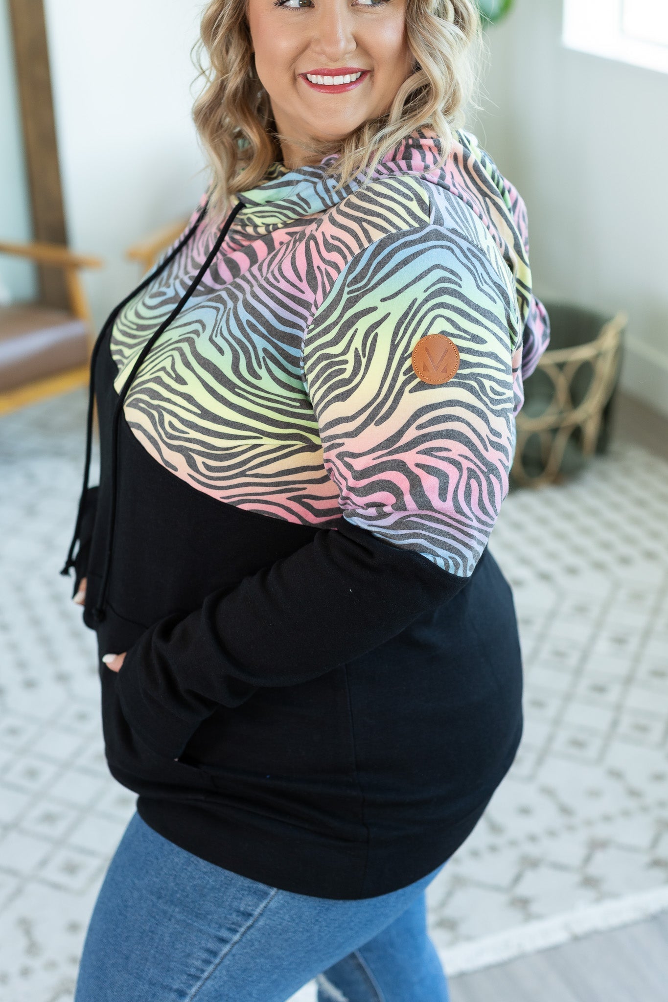 Ashley Hoodie - Rainbow Zebra