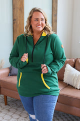 Avery Accent HalfZip Hoodie - Green and Yellow