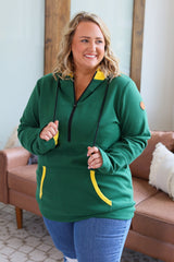 Avery Accent HalfZip Hoodie - Green and Yellow