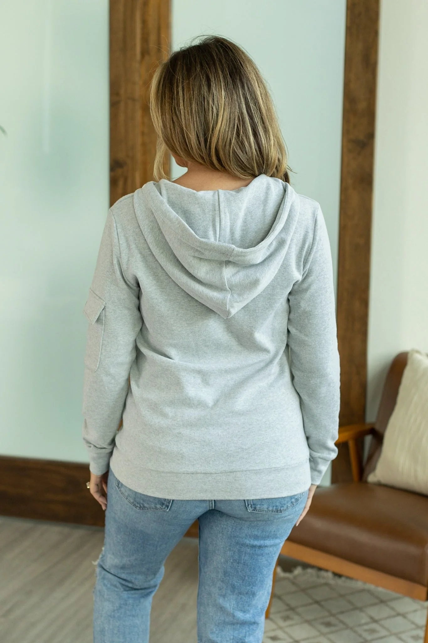 Pixie Pocket Halfzip Hoodie - Light Grey