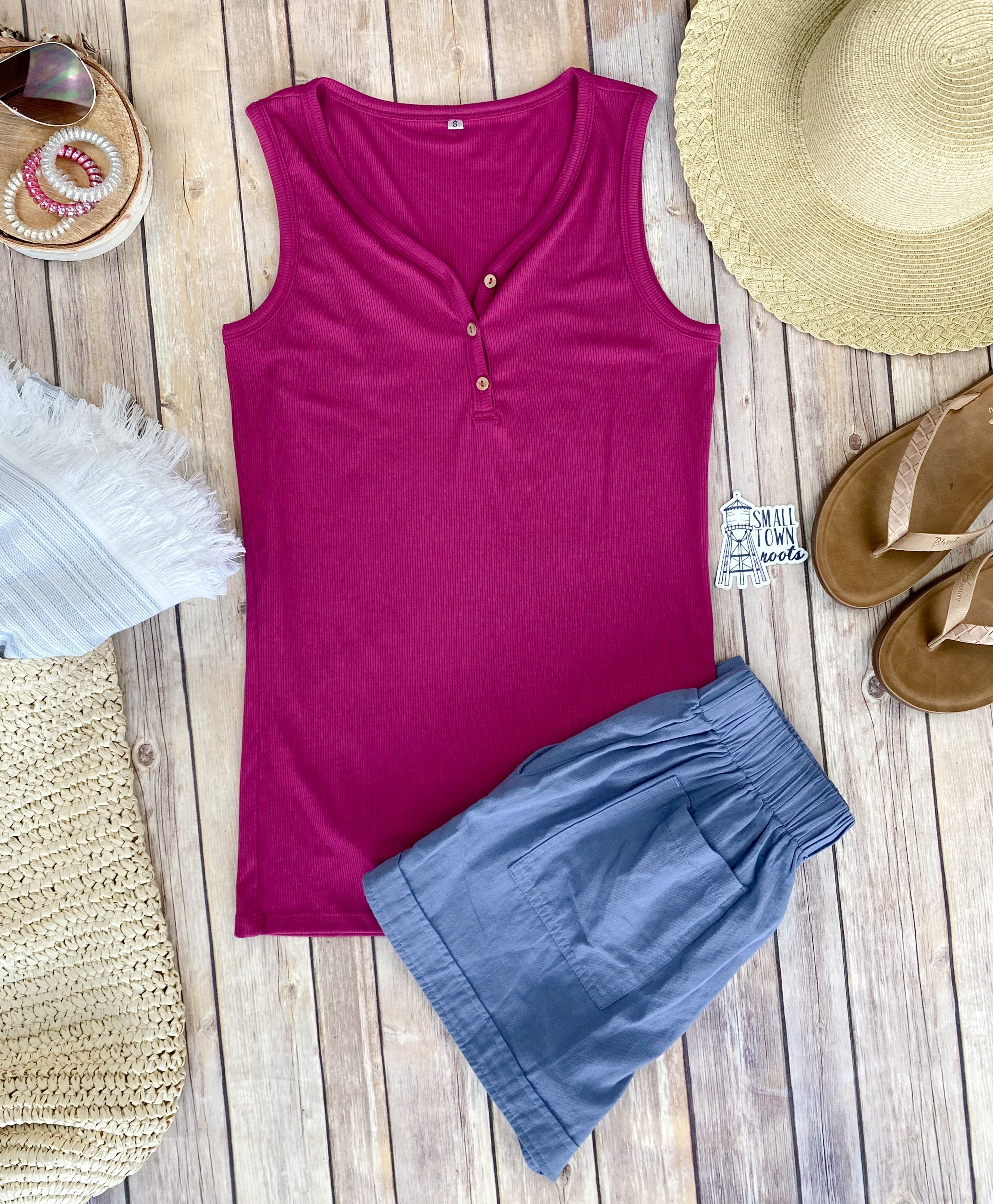 Addison Henley Tank - Berry