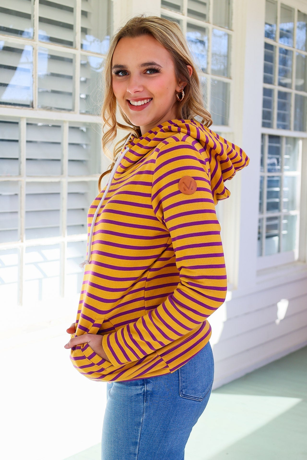 Ashley Hoodie - Purple and Gold Stripes