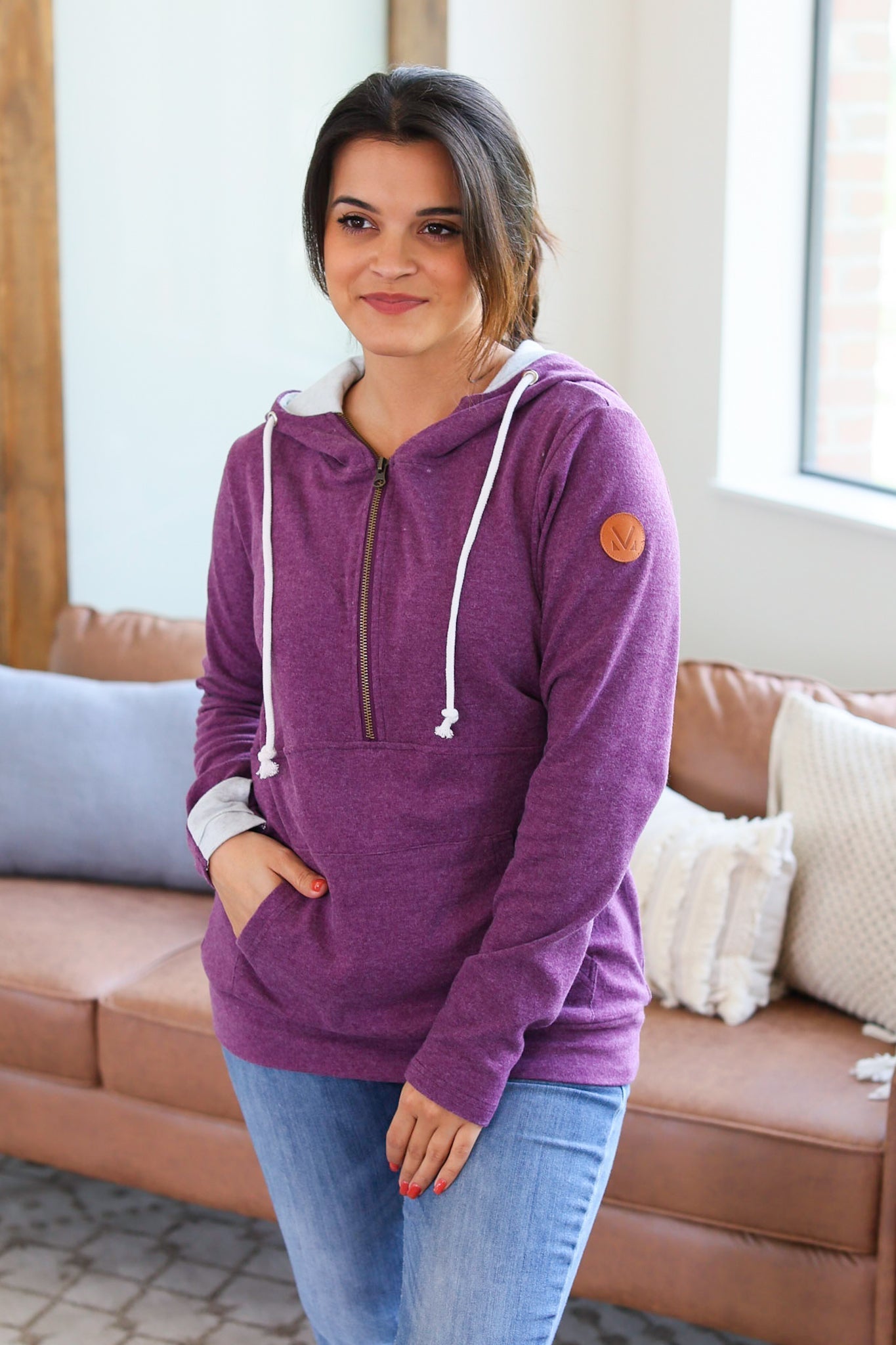 Classic Halfzip Hoodie - Heathered Purple