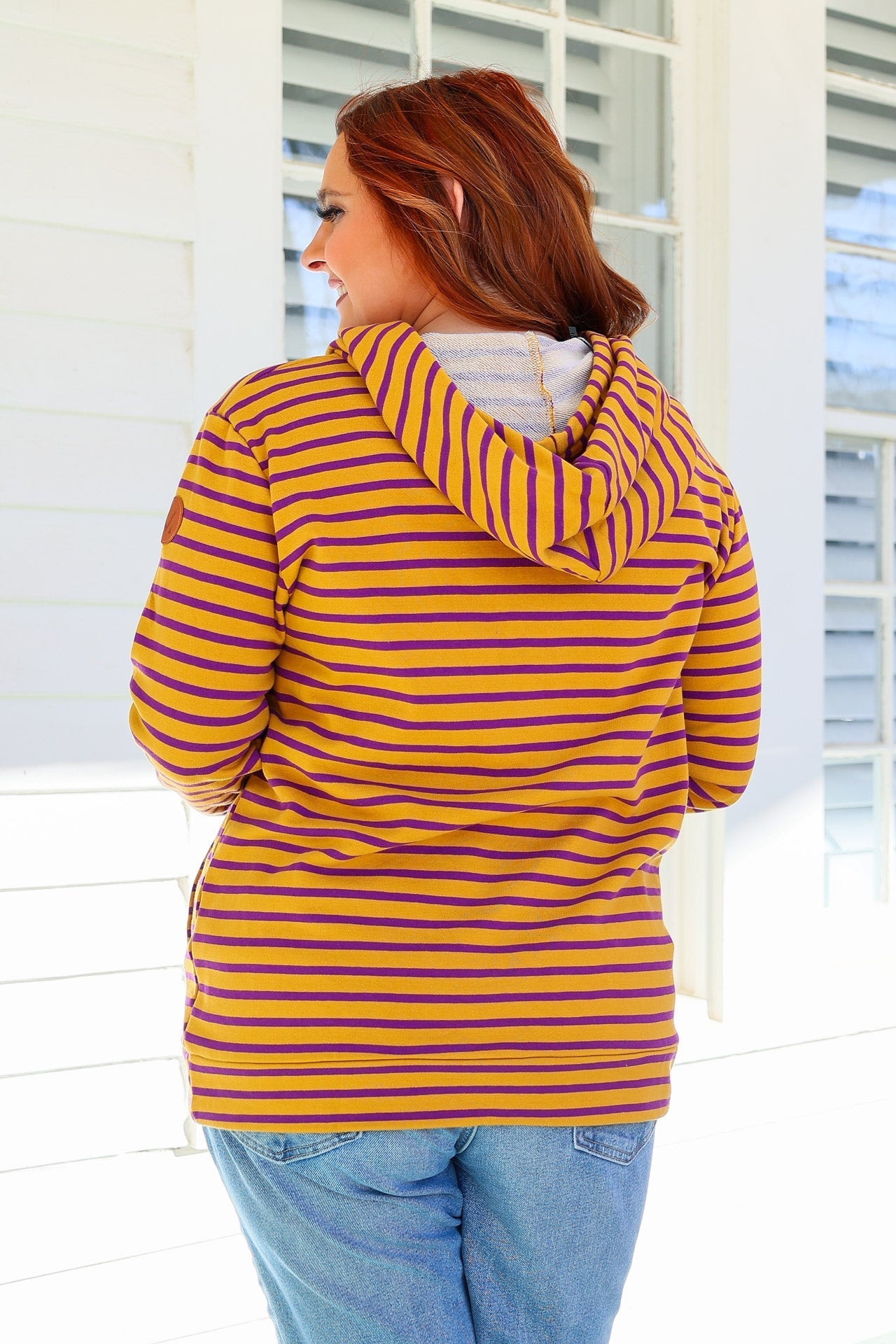 Ashley Hoodie - Purple and Gold Stripes