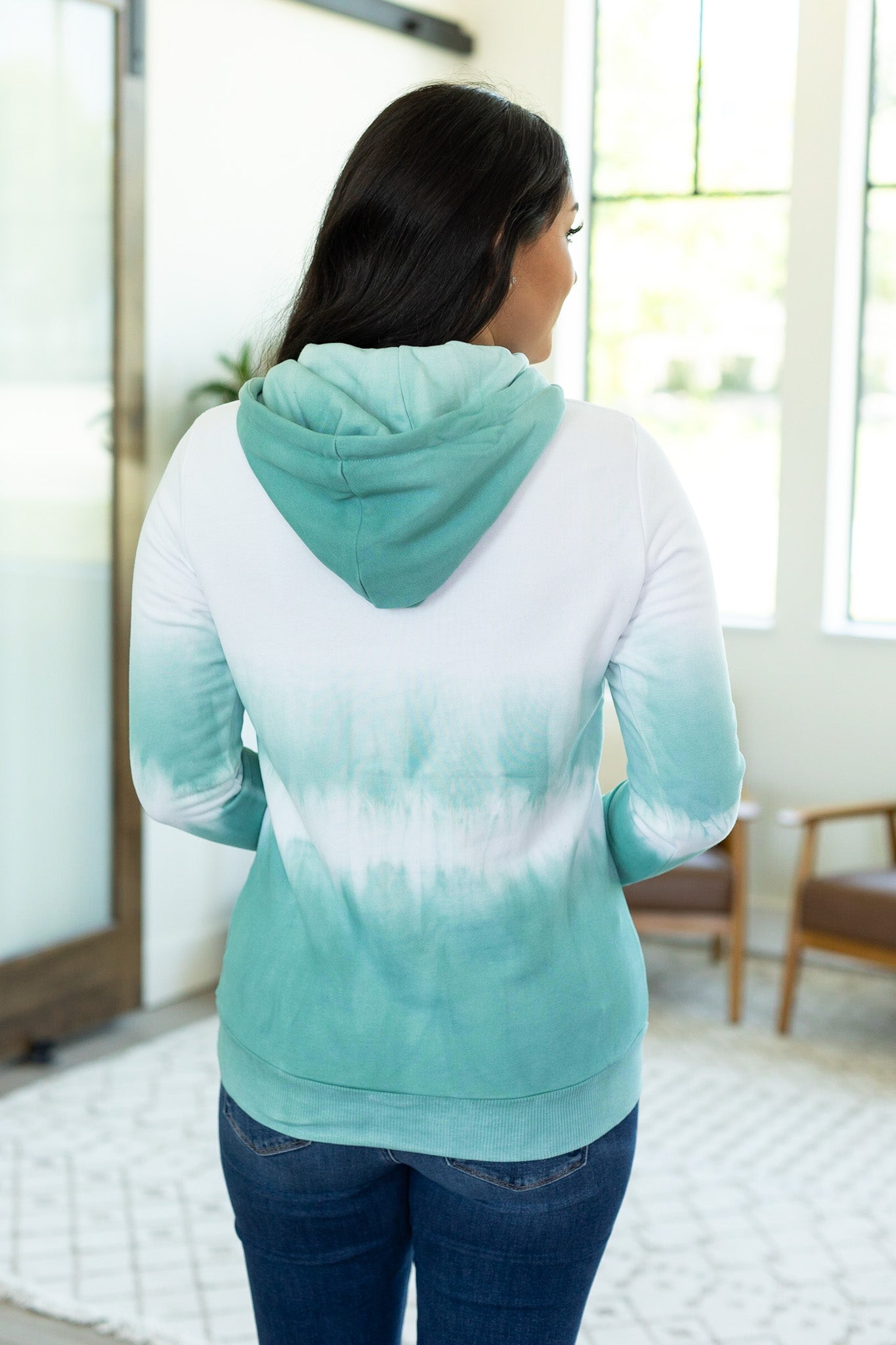 Dipped Tie Dye Halfzip Hoodie - Teal