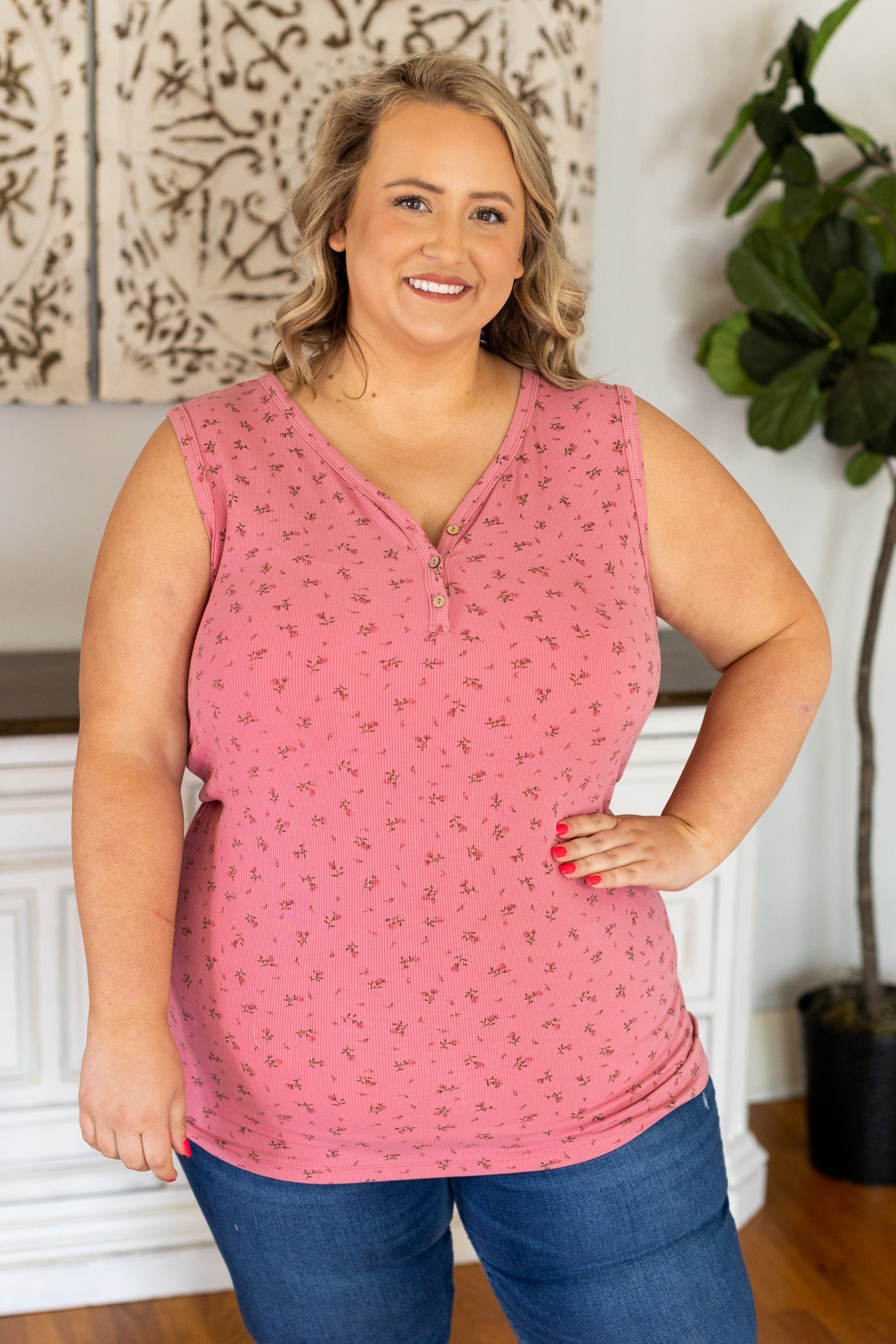 Addison Henley Tank - Mauve Floral