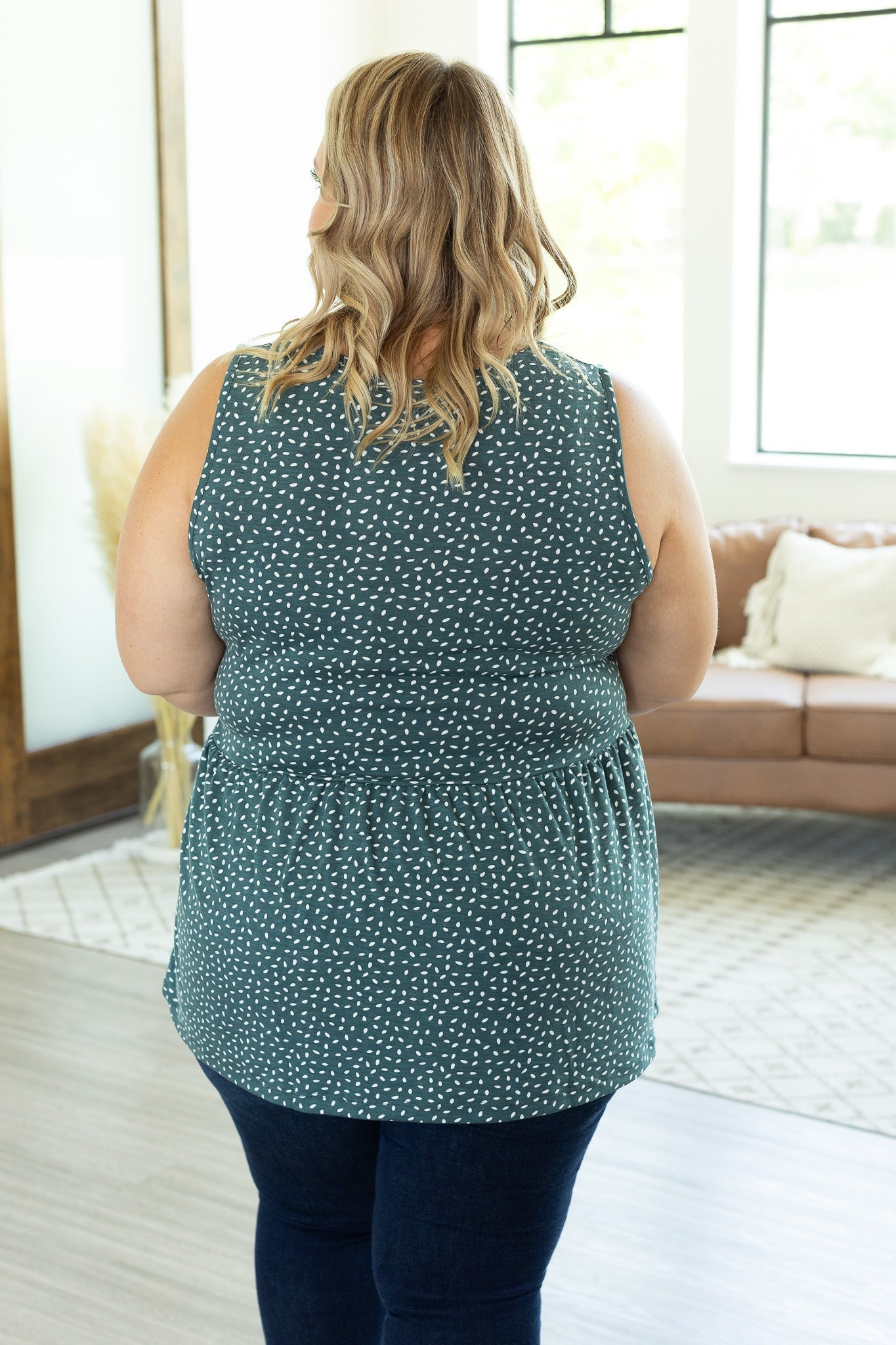 Ruffle Tank - Dusty Teal Dash