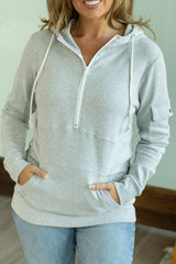 Pixie Pocket Halfzip Hoodie - Light Grey