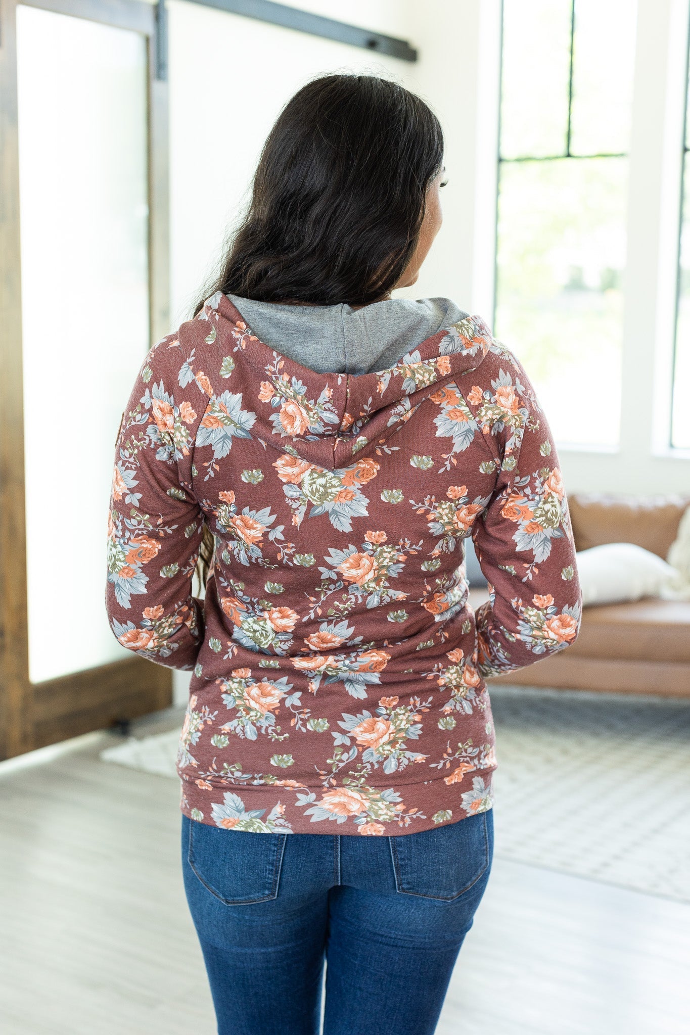 Rust Floral FullZip Hoodie