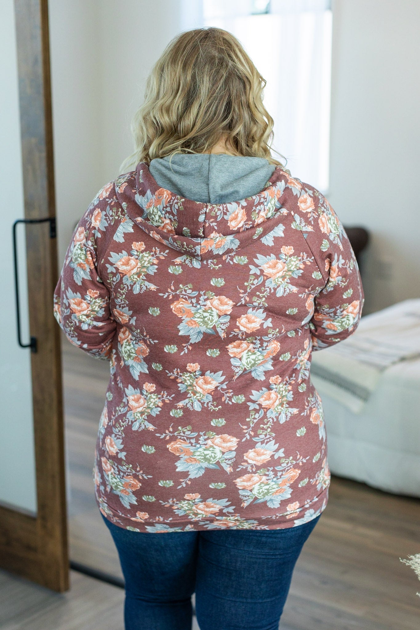 Rust Floral FullZip Hoodie