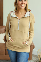 Classic Halfzip Hoodie - Beige Floral