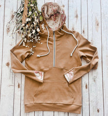 Classic Halfzip Hoodie - Beige Floral