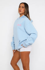 With Love & Kisses Oversized Hoodie Baby Blue