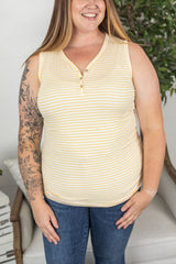 Addison Henley Tank - Yellow Stripes FINAL SALE