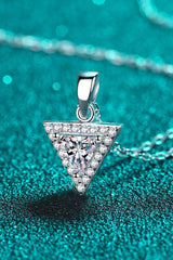 925 Sterling Silver Triangle Moissanite Pendant Necklace