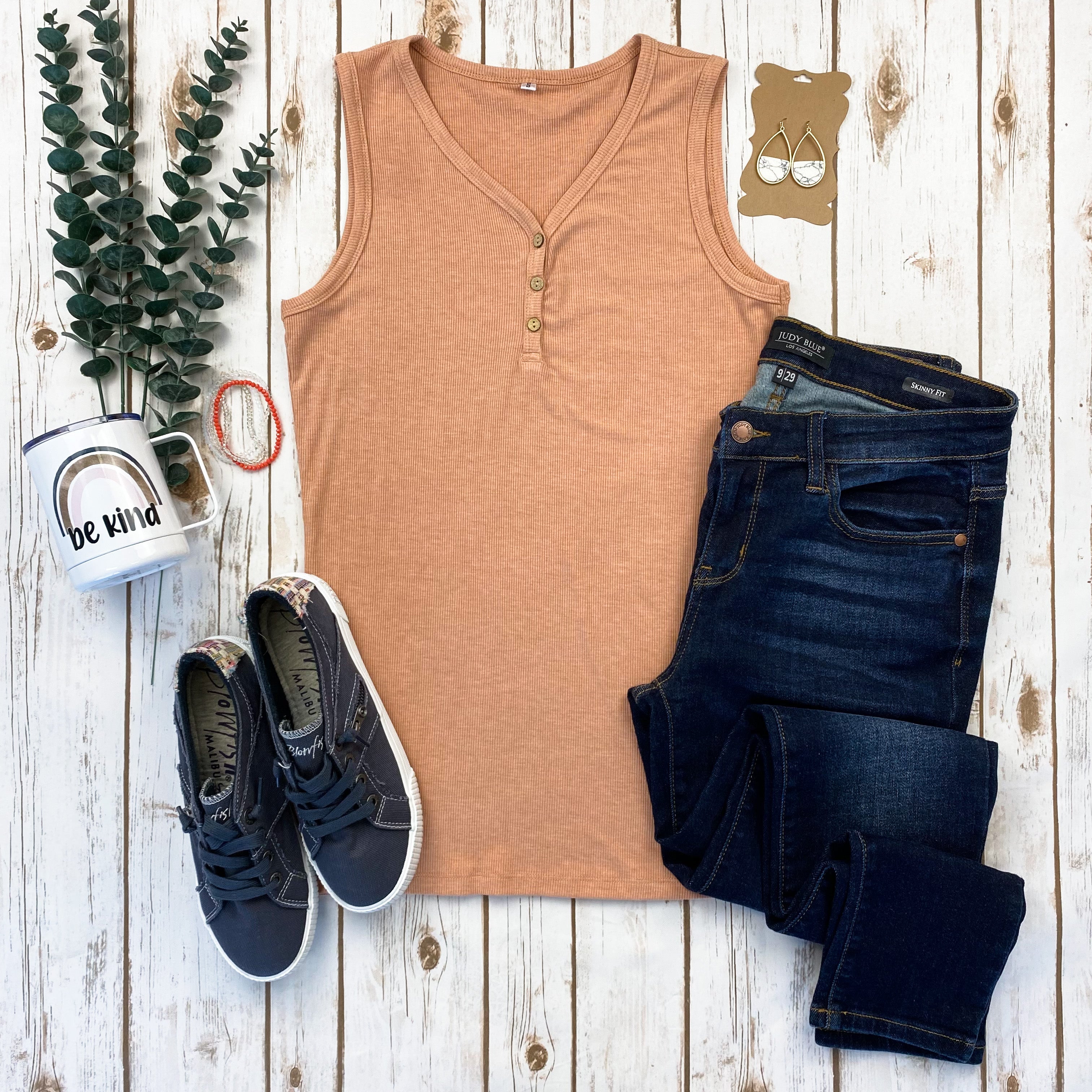 Addison Henley Tank - Heathered Clay