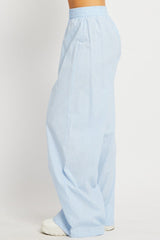 Blue Stripe Wide Leg Pants High Rise