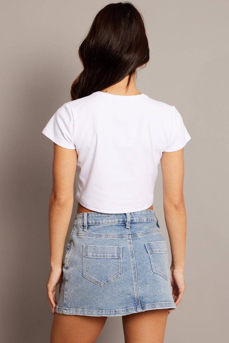 White Graphic Tee Crop Short Sleeve